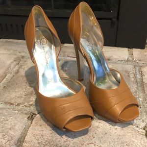 Jessica Simpson tan high heels size 8